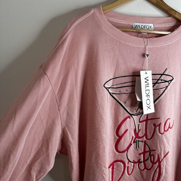 Wildfox Sweatshirt Womens Medium Pink Extra Dirty Martini Graphic Pullover Top - Picture 3 of 14